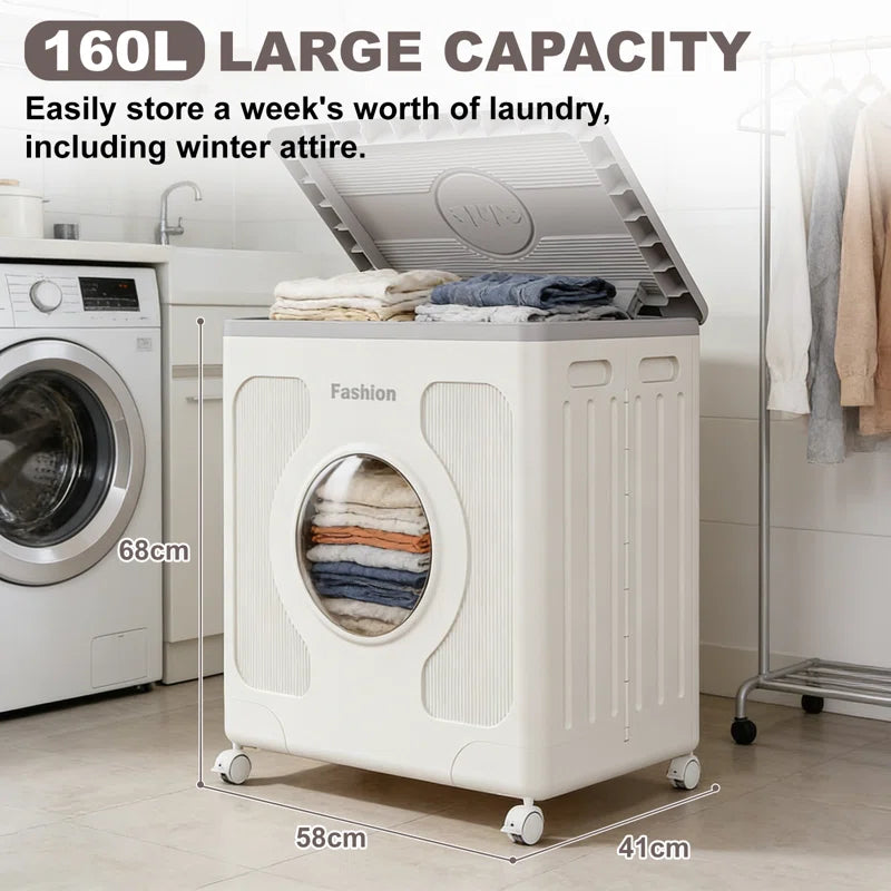 Premium 160L Foldable Plastic Storage  Laundry Hamper and Blanket Organizer Cabinet