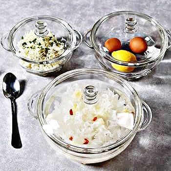 3Pcs Glass Serving Bowls With Lids