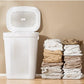 Rolling Laundry Hamper - Tall White Plastic Ventilated Clothes Basket with Flip-Top Lid and Wheels