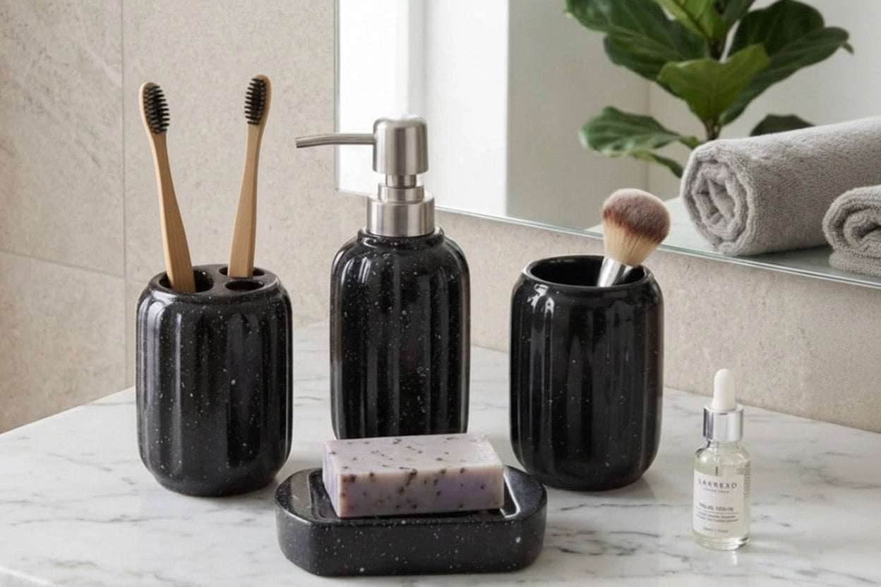 Coastal Clay Textured Ceramic 4-Piece Bathroom Set