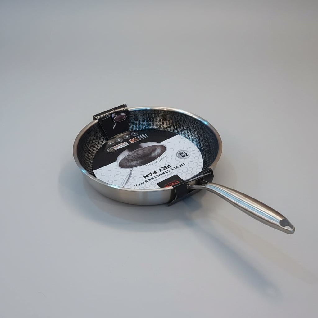 DSFE Tri-Ply Stainless Steel Laser-Crafted Honeycomb Fry Pan