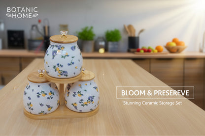 Blossom & Bamboo 3-Piece Kitchen Canister Collection