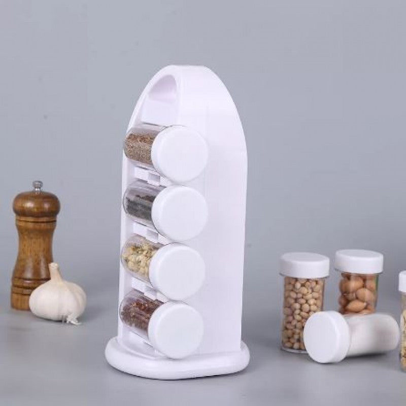 Revolving Spice Rack Organizer With Jars - 8pcs