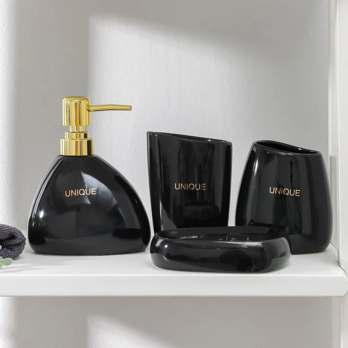 Unique branded ceramic 4in1 bathroom set caption