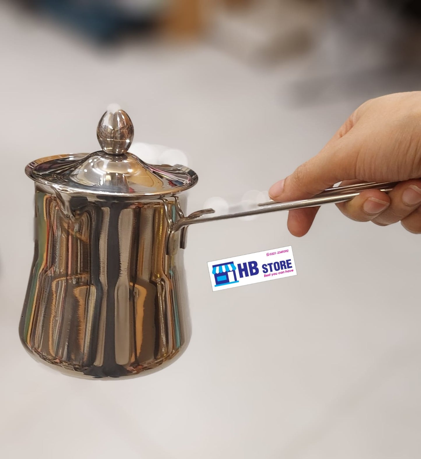 Stainless Steel Turkish Coffee Pot with Lid (720ml)