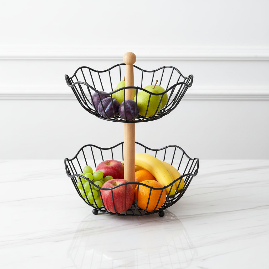 Premium 2-Tier Wire Fruit Basket
