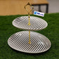 Chic 2-Tier Serving Platter with Black & White Stripe Design and Gold Stand