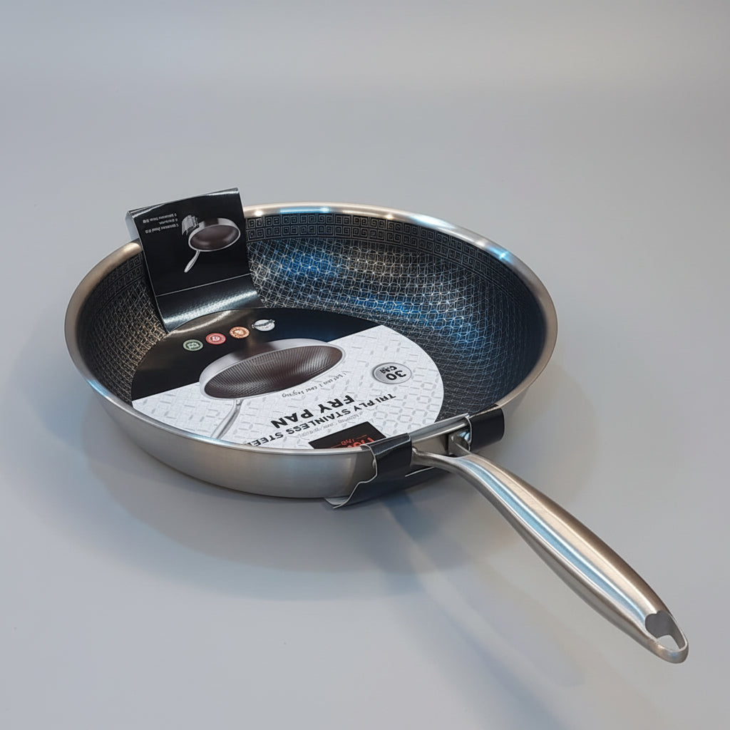 DSFE Tri-Ply Stainless Steel Laser-Crafted Honeycomb Fry Pan