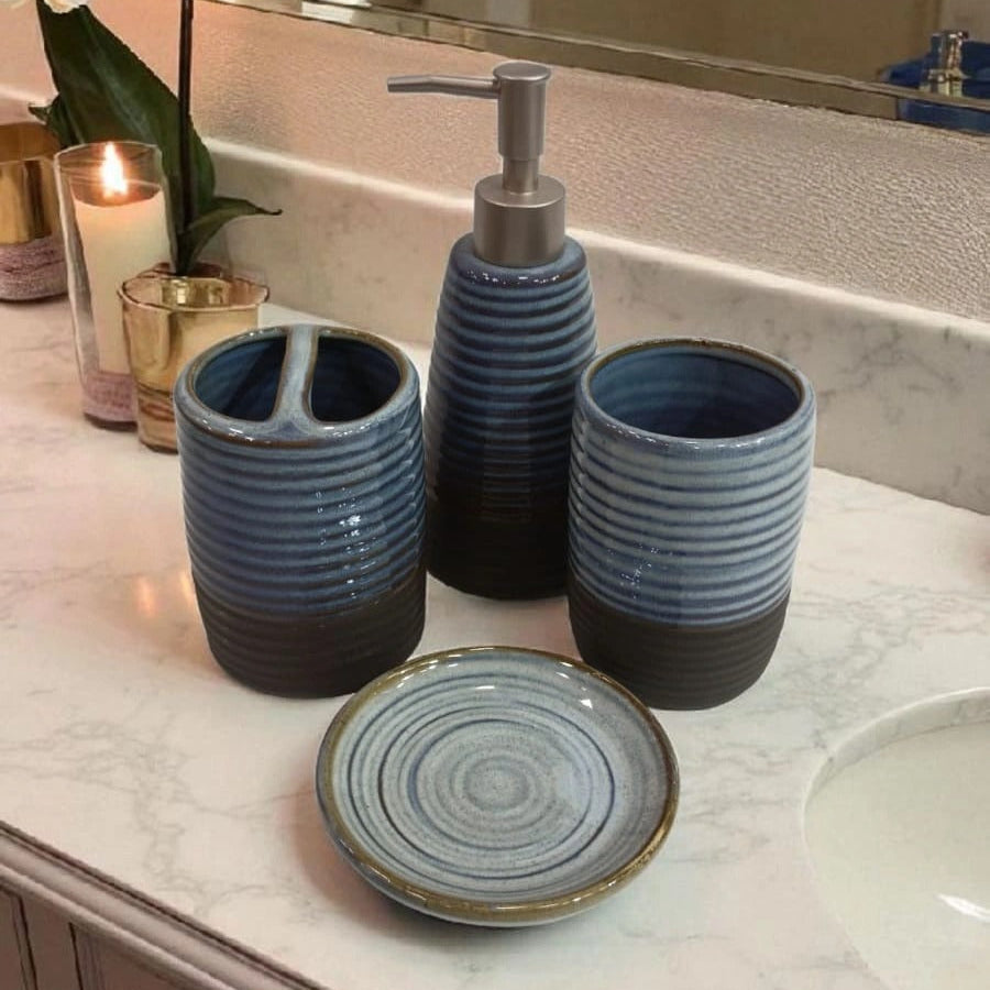 Coastal Clay Textured Ceramic 4-Piece Bathroom Set