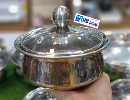 Sliver Steel Glass Lid Handi