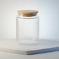 Airtight Textured Glass Storage Jar with Bamboo Lid