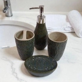 Coastal Clay Textured Ceramic 4-Piece Bathroom Set