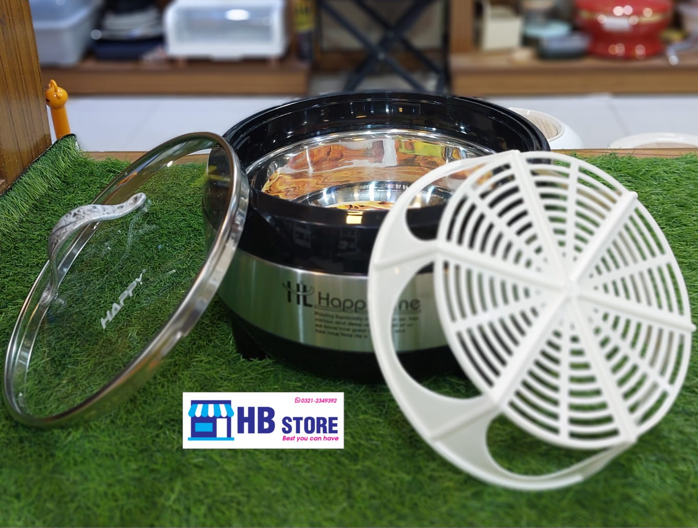 Happy Metallic Glass Lid Large Hotpot