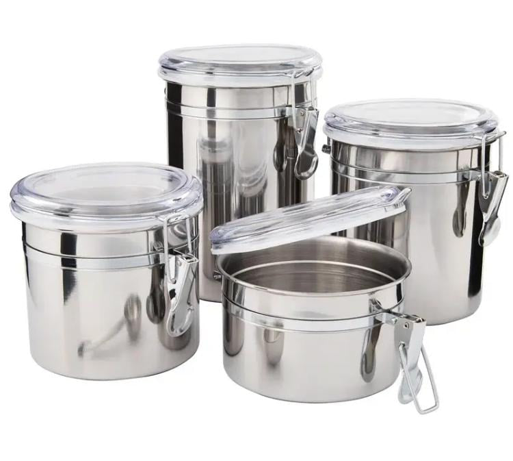 4pcs Steel Airtight Jar Set