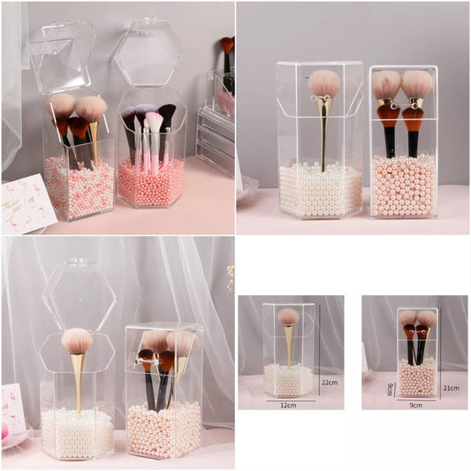 Acrylic Brush Holder With Pearl's inside