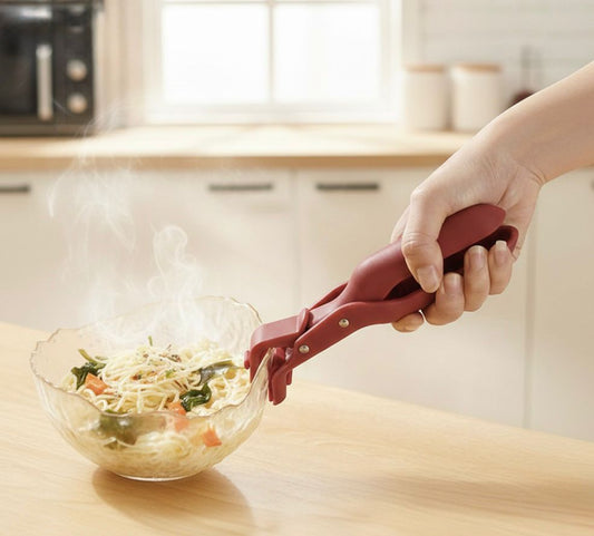 A safe and easy tool for lifting hot dishes and bowls from the microwave, steamer, or oven.