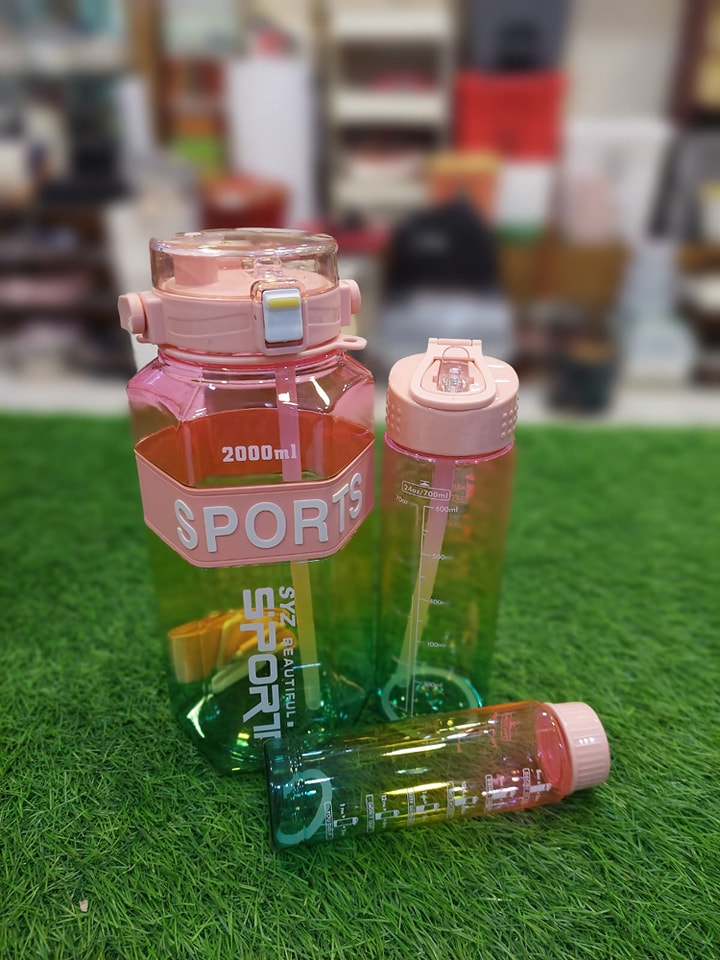 3Pcs Water Bottle With Straw