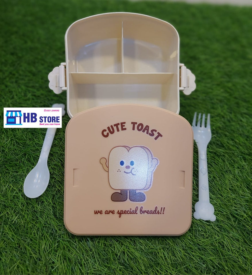 Cute Toast Kids Plastic Lunch Box