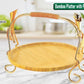 Wooden Bamboo Serving Platter With Golden Metal Stand
