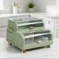 Green Double-Layer Dish Rack with Dustproof Lid