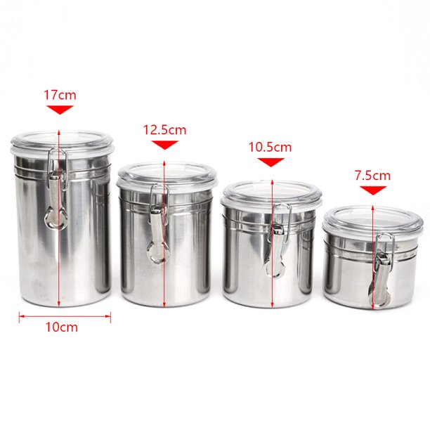 Stainless Steel Airtight Jar Set - 4pcs