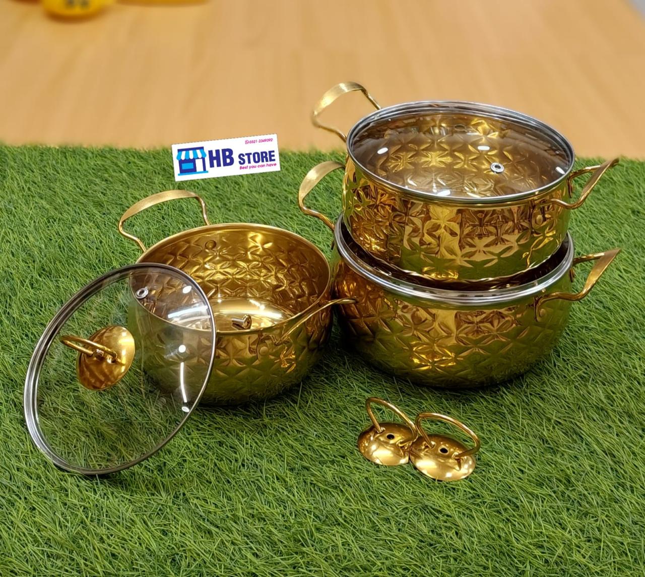 Luxury Gold 3-Piece Insulated Hot Pot Casserole Set