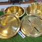 Golden Steel Drainer Cutter Lid Bowl Complete Set