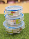 Deli Glassware "Green Apple" Airtight Round Glass Food Storage Container Set