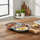 3-Compartment Ceramic Serving Platter with Ergonomic Wooden Handle – Slate Grey