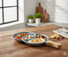 3-Compartment Ceramic Serving Platter with Ergonomic Wooden Handle – Slate Grey