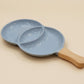 3-Compartment Ceramic Serving Platter with Ergonomic Wooden Handle – Slate Grey