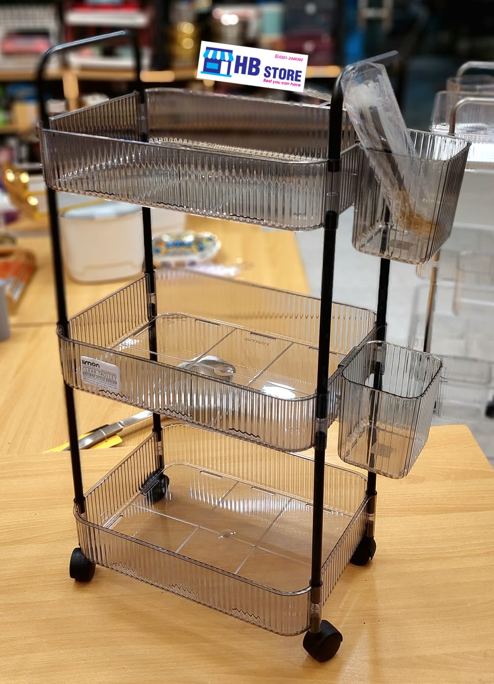 Limon 3/4-Layer Rolling Organizer Cart – Transparent Acrylic Shelves