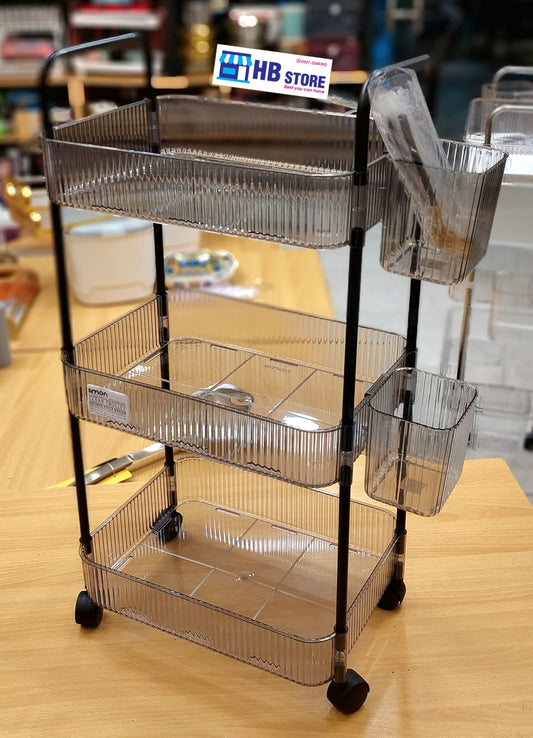 Limon 3/4-Layer Rolling Organizer Cart – Transparent Acrylic Shelves