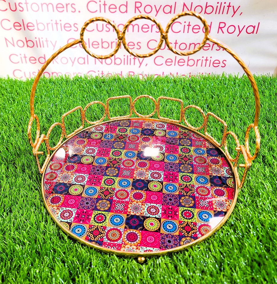 Golden Frame Basket Tray