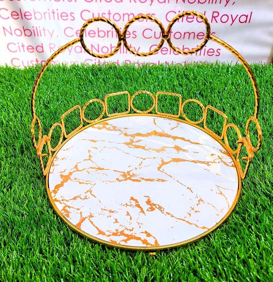 Golden Frame Basket Tray