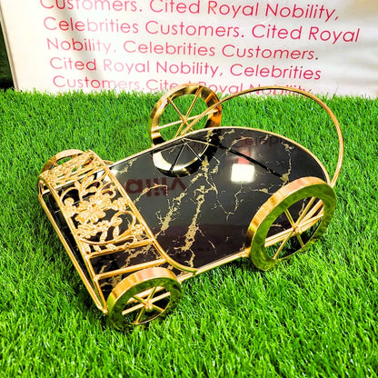 Golden Frame Serving Car Tray