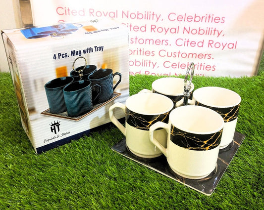 4Pcs Mug Set With Tray