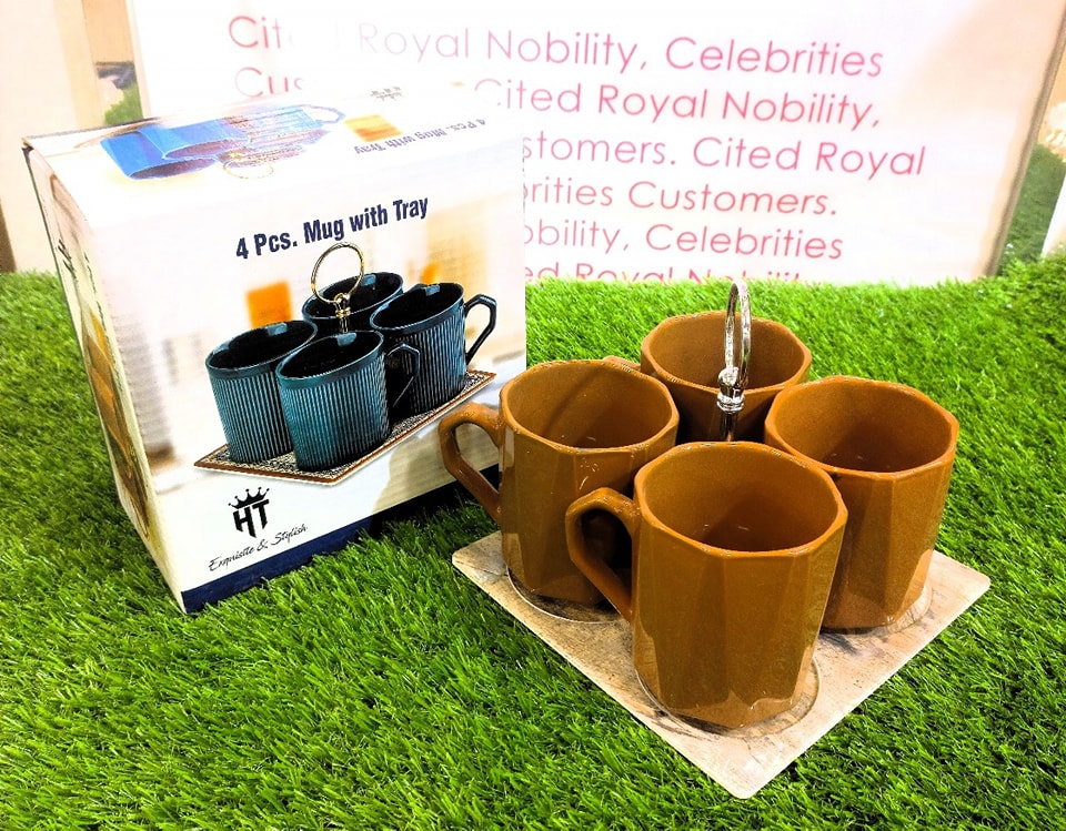 4Pcs Mug Set With Tray