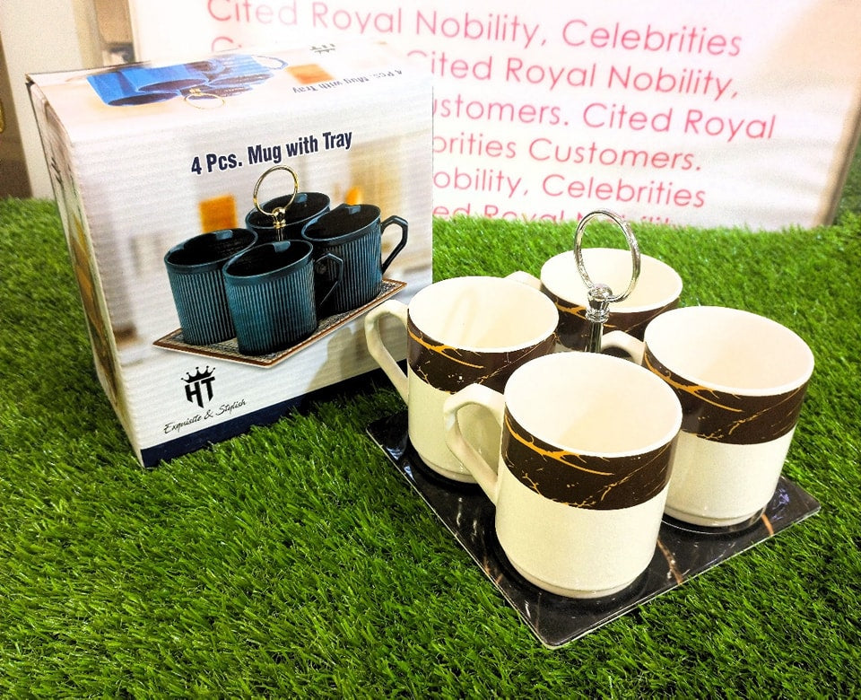 4Pcs Mug Set With Tray