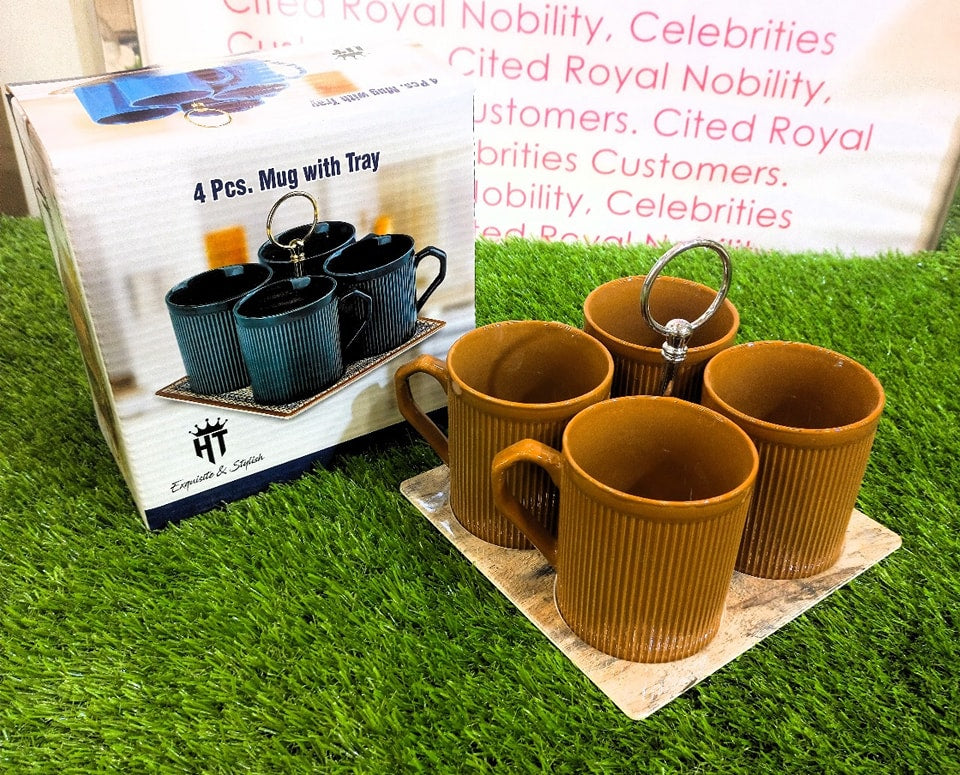 4Pcs Mug Set With Tray