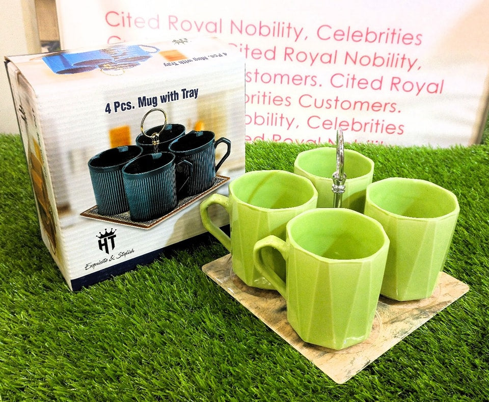 4Pcs Mug Set With Tray