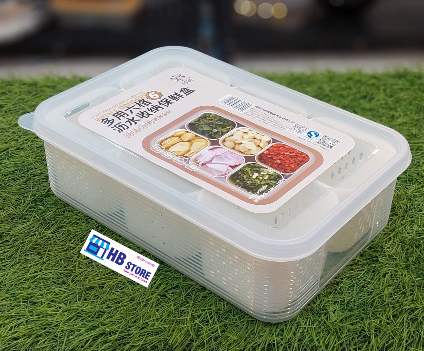 6-Compartment Multi-Purpose Food Storage & Drain Box