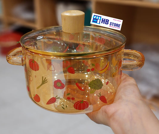 Printed Design Glass Stove Cooking Bowl