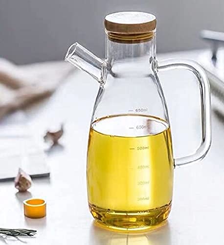 Glass Oil Jug With Wooden Cap