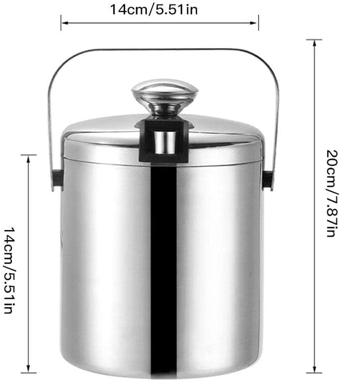 Ice Bucket with Lid and Strainer and Ice Tong