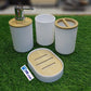 4Pcs Plastic & Wooden Bathroom Set