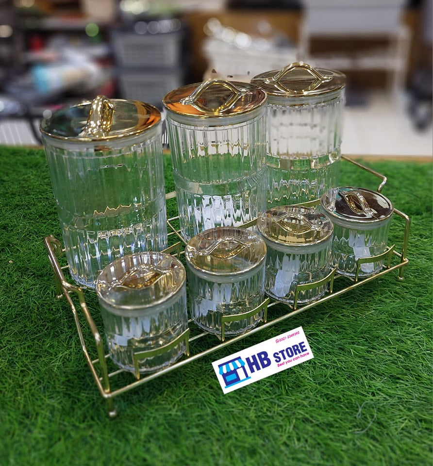 7Pcs Acrylic Material Spice Box With Stand