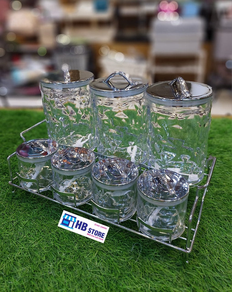 7Pcs Acrylic Material Spice Box With Stand