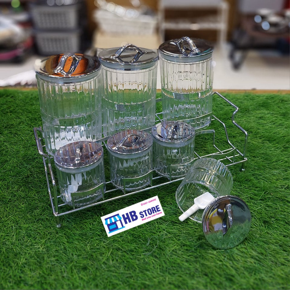 7Pcs Acrylic Material Spice Box With Stand