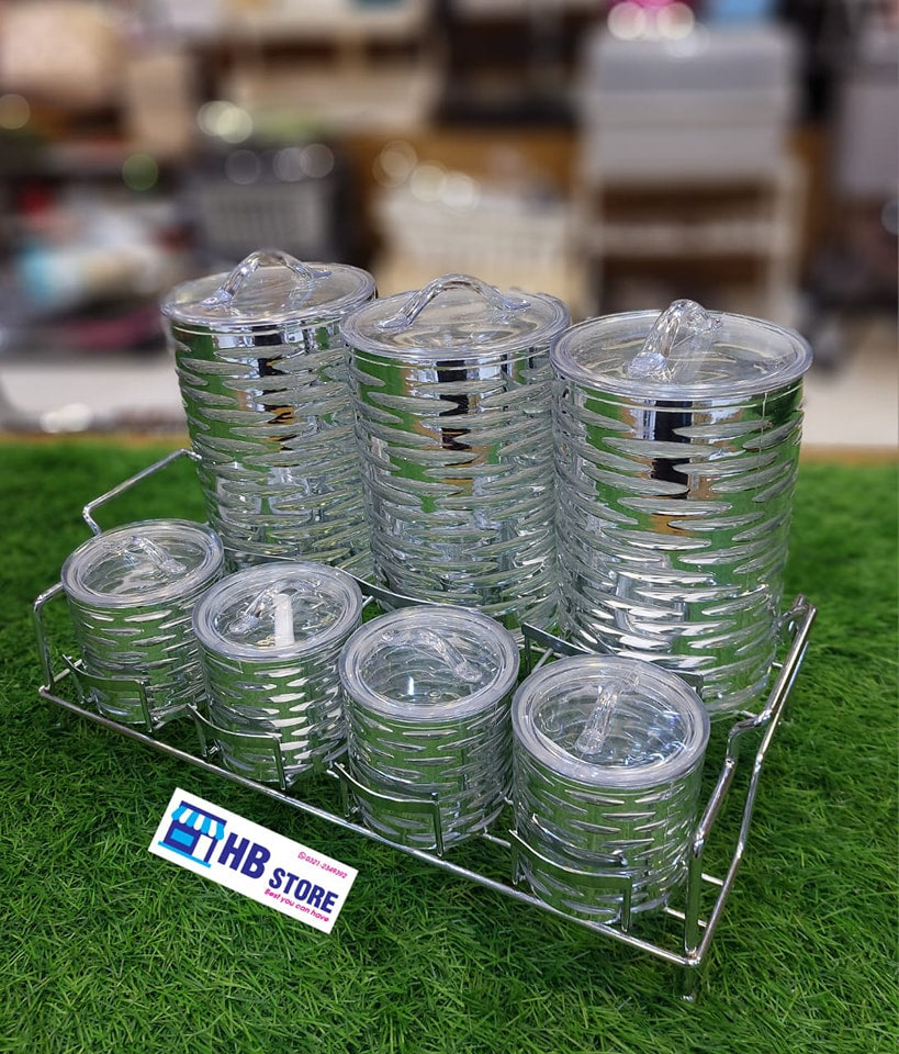 7Pcs Acrylic Material Spice Box With Stand